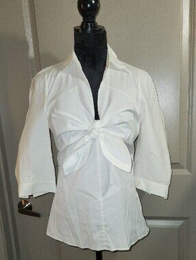 Prada White Tie-Front Blouse